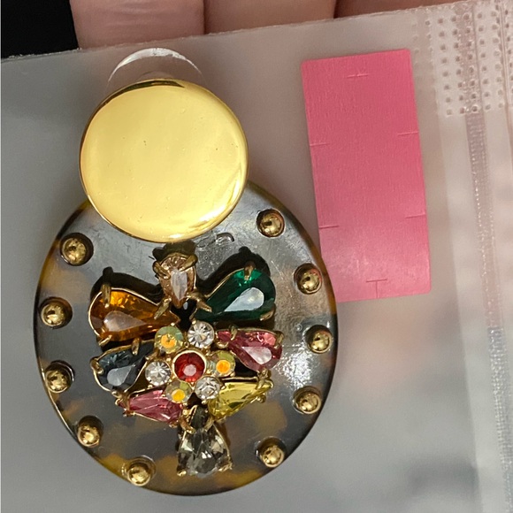 162‎ J. Crew Tortoise Rhinestone Flower Earrings - Picture 9 of 10